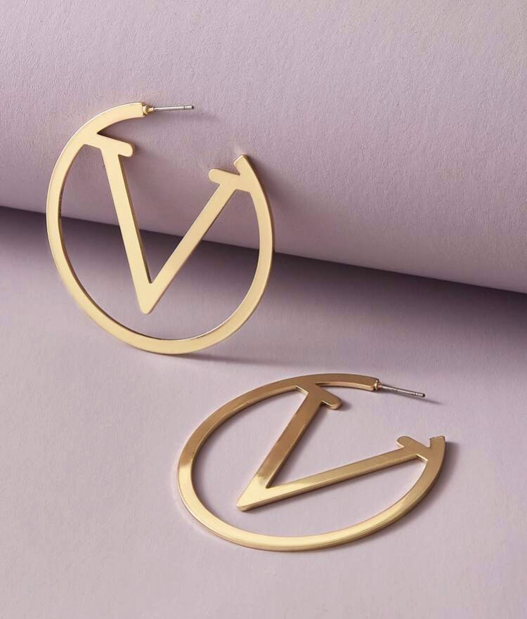 Hoop Styled Letter Designed Fashion In Style Earrings
