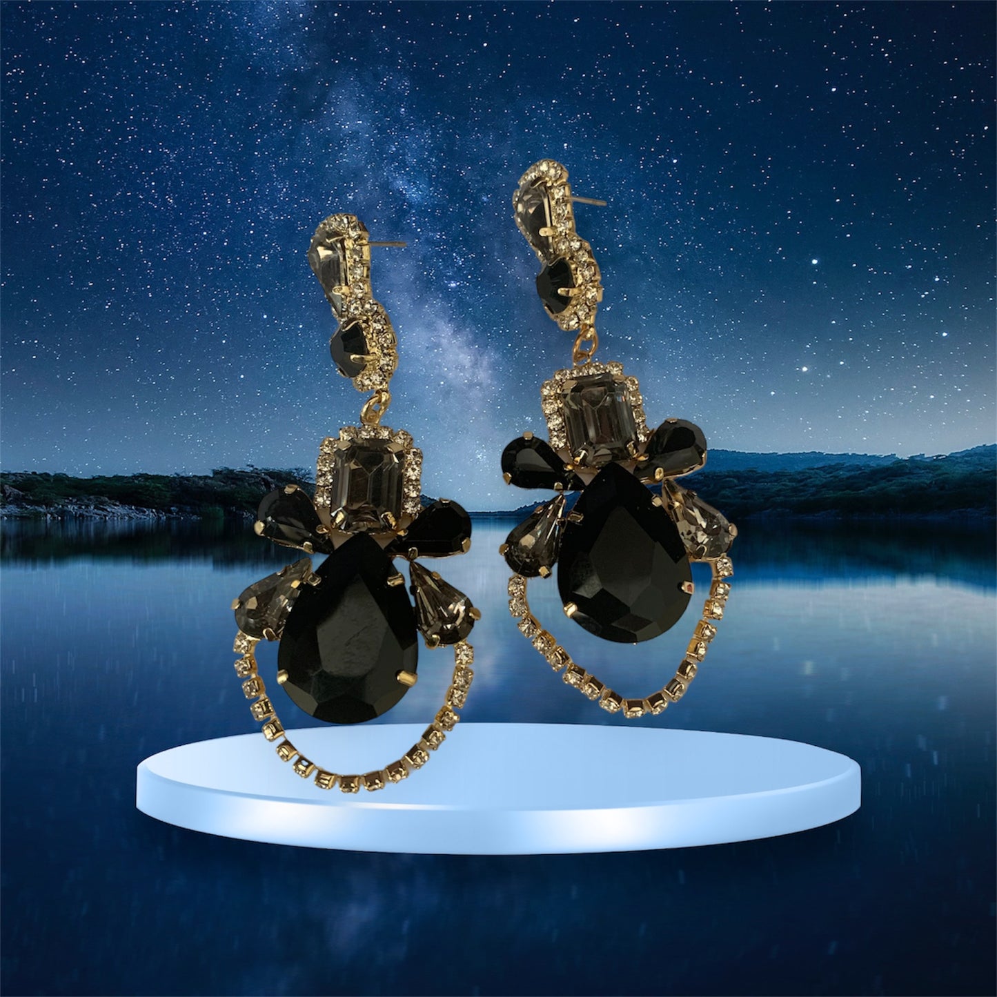 Fashion Dangle Drop Black Statement Dazzle Earrings Women’s Jewelry Accessories