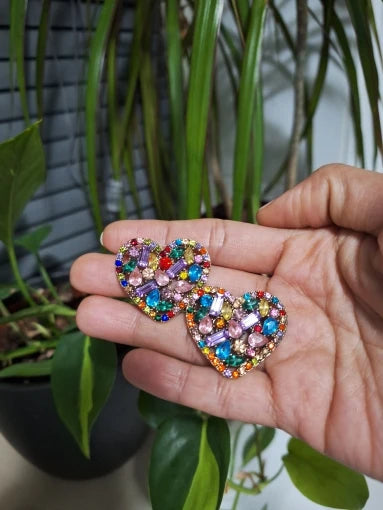 Fashion Cute Heart Stud Earrings for Women Girl Luxury Bling Crystal Jewelry Accessories
