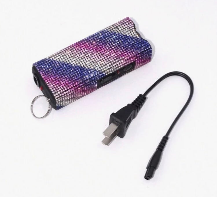 Powerful Cute Bling’d Out Glam Taser Safety Self-Defense Rhinestone w Flashlight Tactical Multi-Function Chargeable Keychain for Protection Accessories