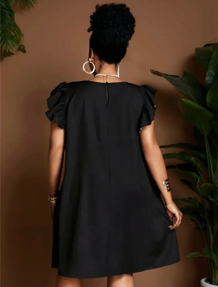 Black Essence Floral Sun Dress Plus Wear Women's Summer Floral Print Sun Dress Perfect for Casual Wear