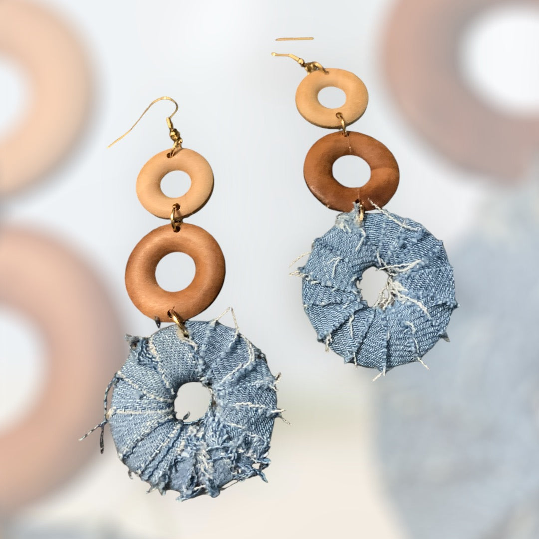 Diva Essence Dangling Distressed Custom 3 Round Loop Ear Glam Accessories