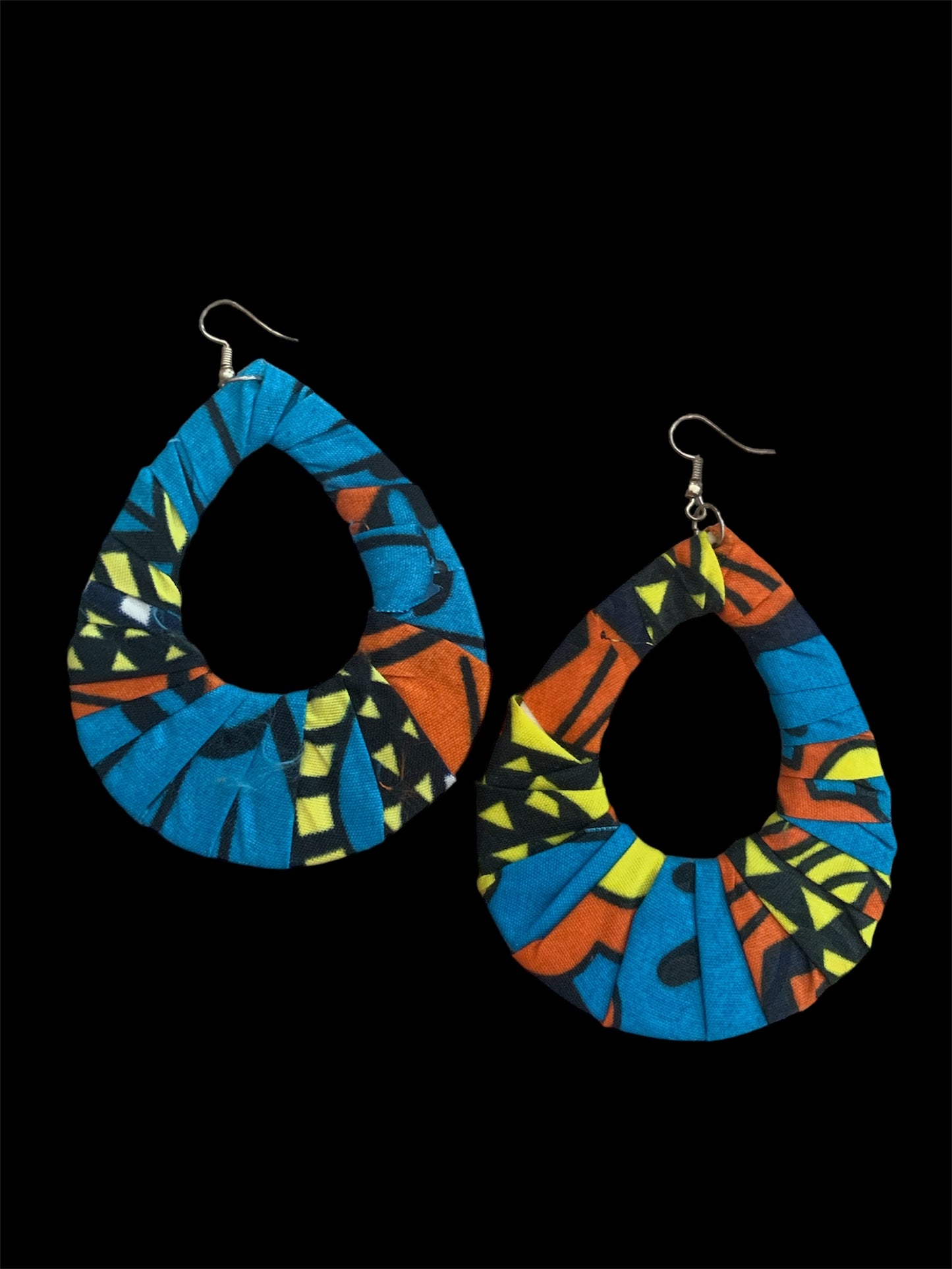 Blue Orange Mixed Styling Women's African Metro Styled Wood Fashion Statement Earrings Jewelry