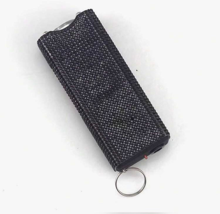 Powerful Cute Bling’d Out Glam Taser Safety Self-Defense Rhinestone w Flashlight Tactical Multi-Function Chargeable Keychain for Protection Accessories