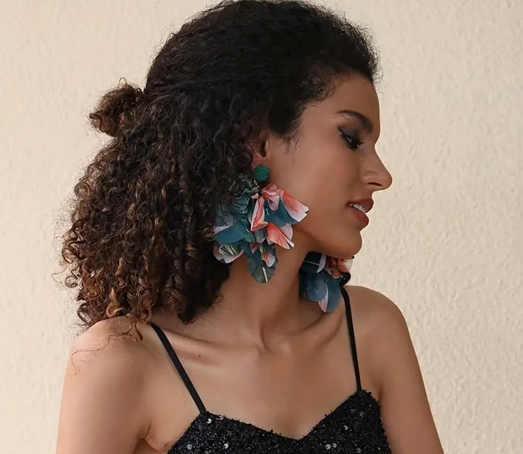 Elegant Classic Bohemia Style Ear Jewelry Romantic Colorful Fabric Flower Accessories for Women Trendy Jewelry Exquisite Earrings