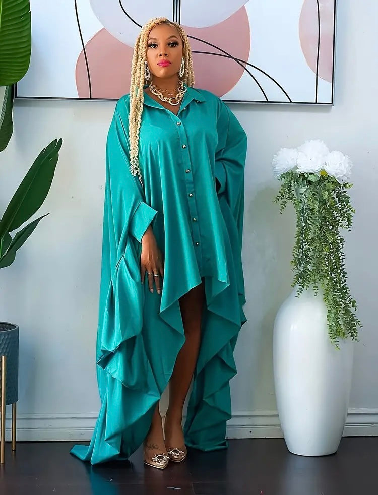 Black Batwing in High Demands CEO Status Curvy Girl Collard Dress