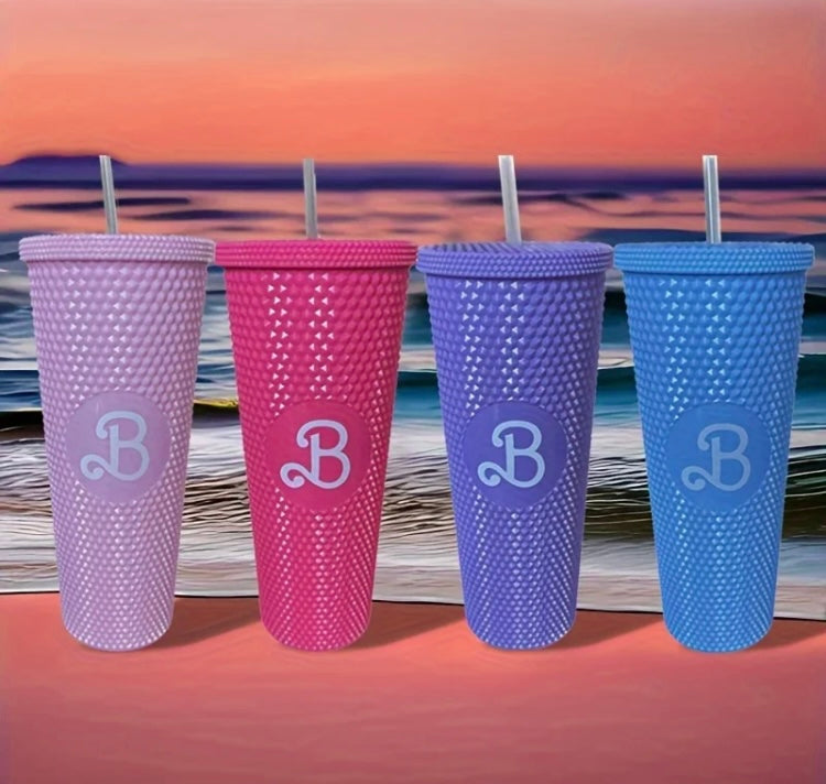 It’s Barbie Plastic Glam Sip'n w Lid & Straw Large Cute Creative Pattern Drinking Fancy Girls Cup