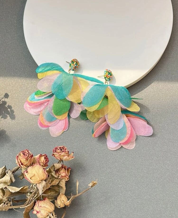 Elegant Classic Bohemia Style Ear Jewelry Romantic Colorful Fabric Flower Accessories for Women Trendy Jewelry Exquisite Earrings