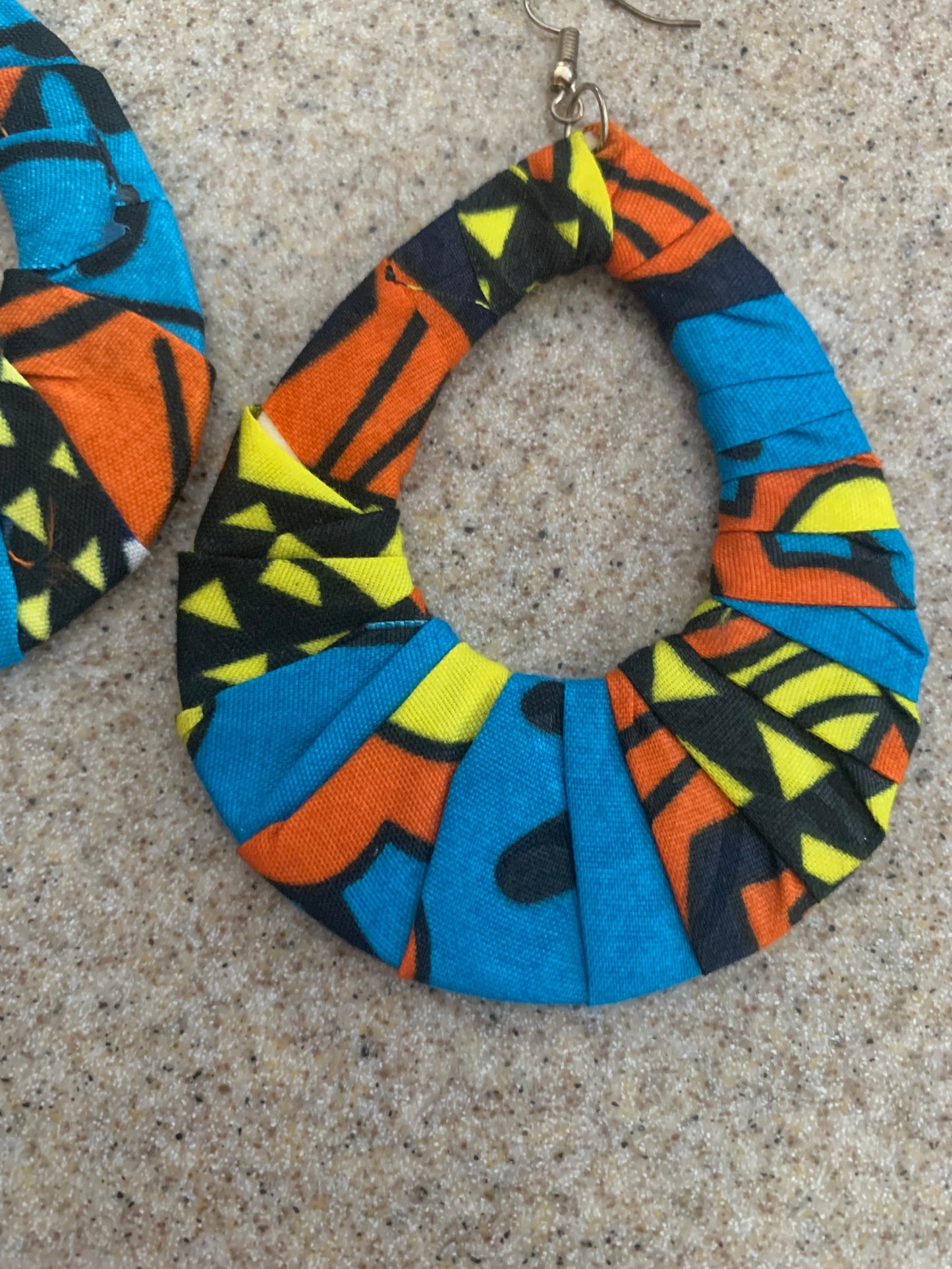 Blue Orange Mixed Styling Women's African Metro Styled Wood Fashion Statement Earrings Jewelry