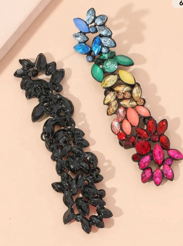 Flower Bling Rhinestone Statement Multicolored Earrings Women Accessory Jewelry