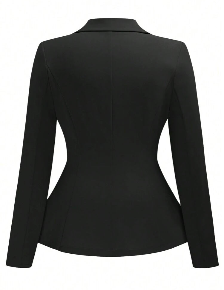 Black Classy Plus Size Slim Fit Suit Blazer Jacket Coat Fashion for Casual Daily Wear