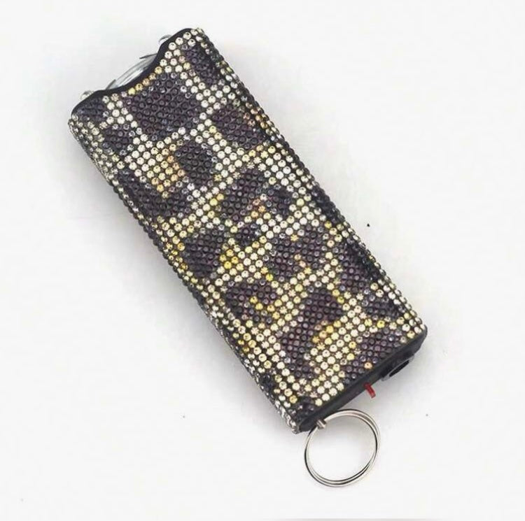 Powerful Cute Bling’d Out Glam Taser Safety Self-Defense Rhinestone w Flashlight Tactical Multi-Function Chargeable Keychain for Protection Accessories