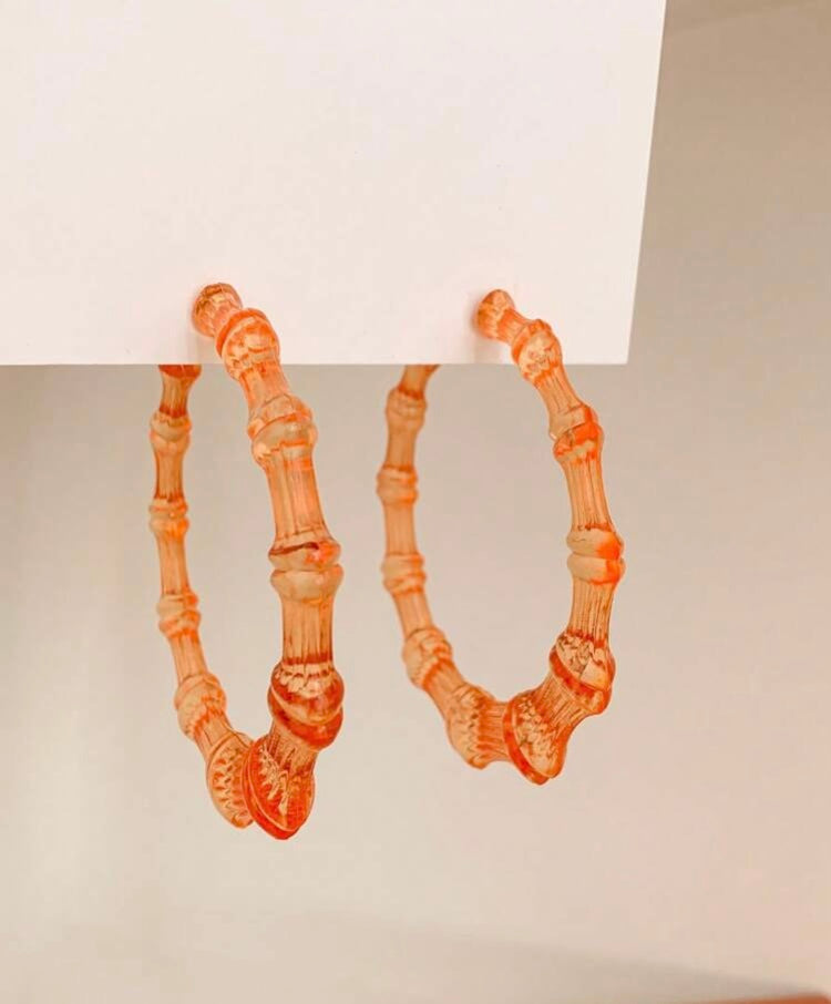 Neon Hoop Girl Large Bamboo Fashion Statement Earrings Jewelry Accessories