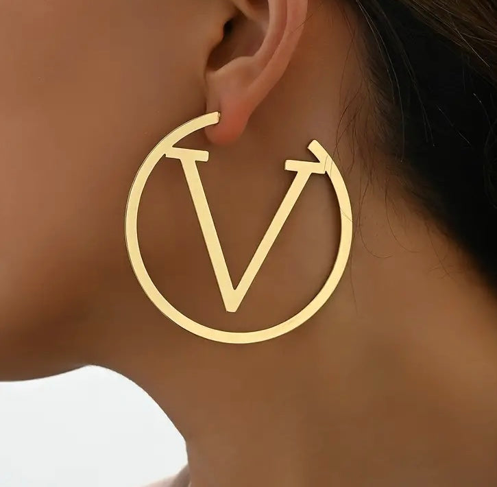 Designed Fashion Gold V Hoops Glam Accessories