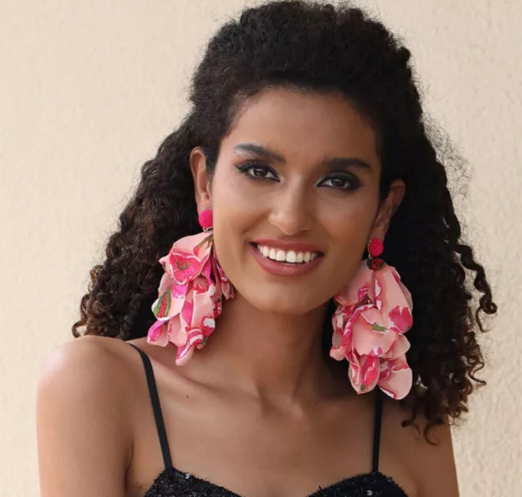 Elegant Classic Bohemia Style Ear Jewelry Romantic Colorful Fabric Flower Accessories for Women Trendy Jewelry Exquisite Earrings