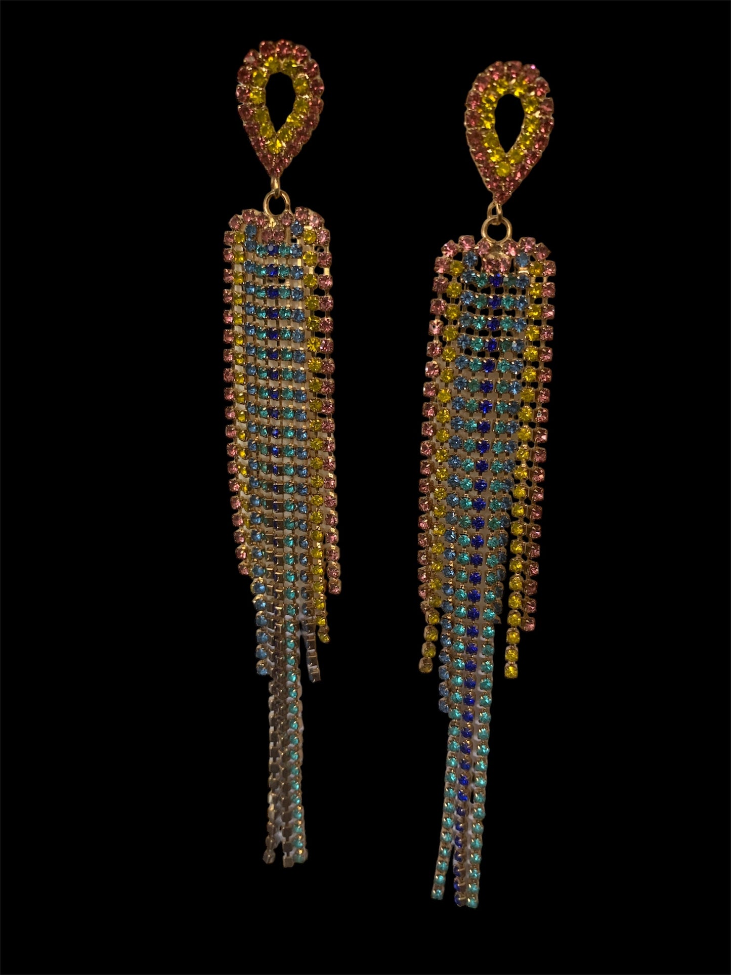 Pretty Pastel Toned Colored Ladies Fashion Rhinestone Statement Chic Bedazzle Earrings Women’s Jewelry