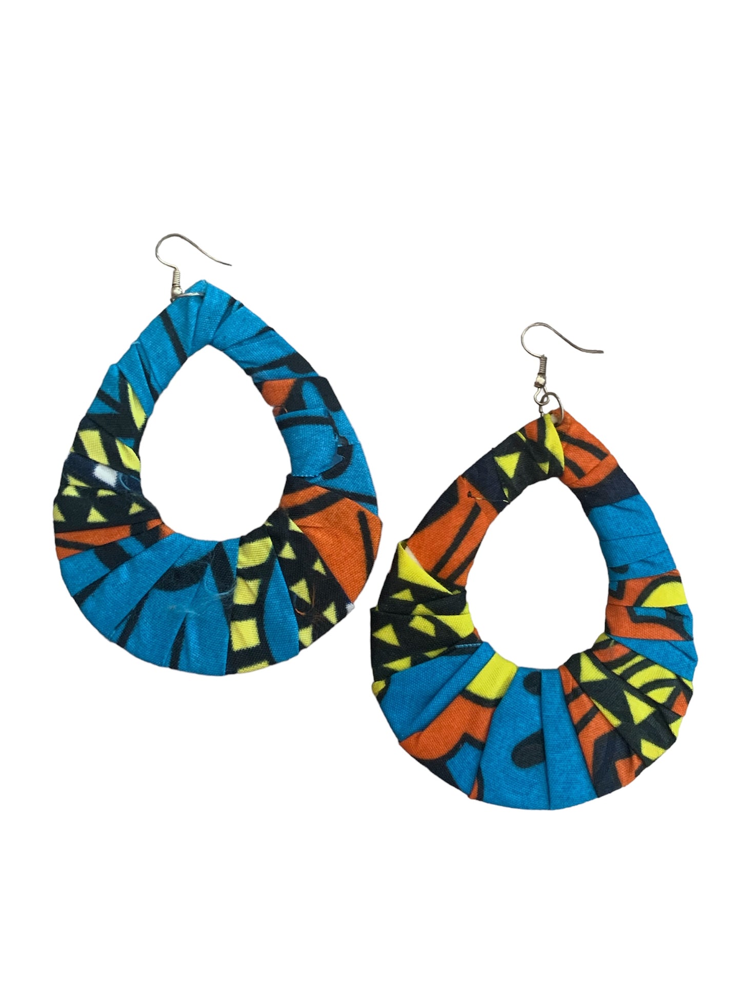 Blue Orange Mixed Styling Women's African Metro Styled Wood Fashion Statement Earrings Jewelry