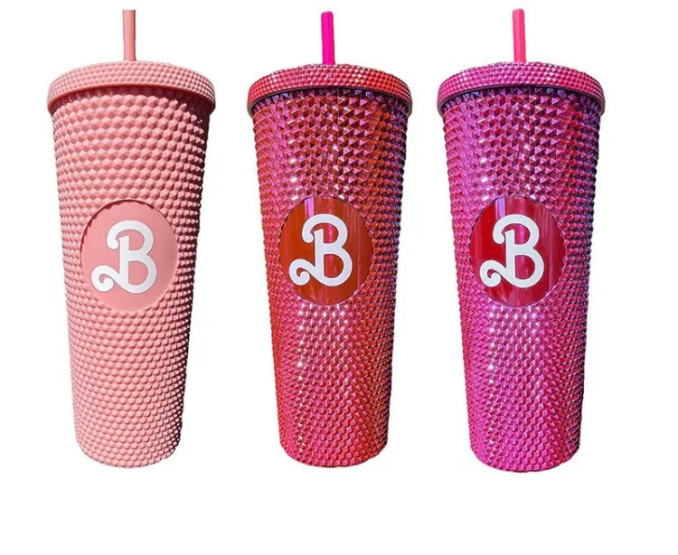 It’s Barbie Plastic Glam Sip'n w Lid & Straw Large Cute Creative Pattern Drinking Fancy Girls Cup
