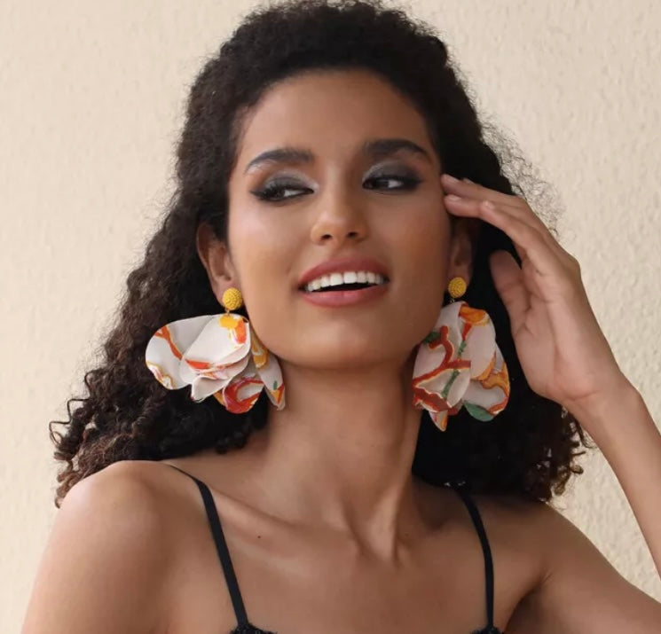 Elegant Classic Bohemia Style Ear Jewelry Romantic Colorful Fabric Flower Accessories for Women Trendy Jewelry Exquisite Earrings