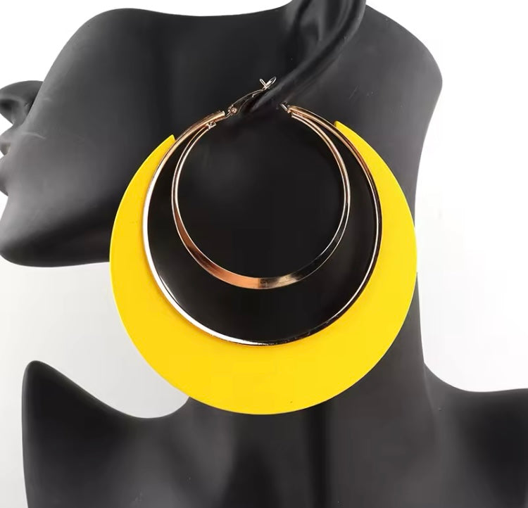 Newest Huge Gold Hoop Wood Earrings Diva Season Look!