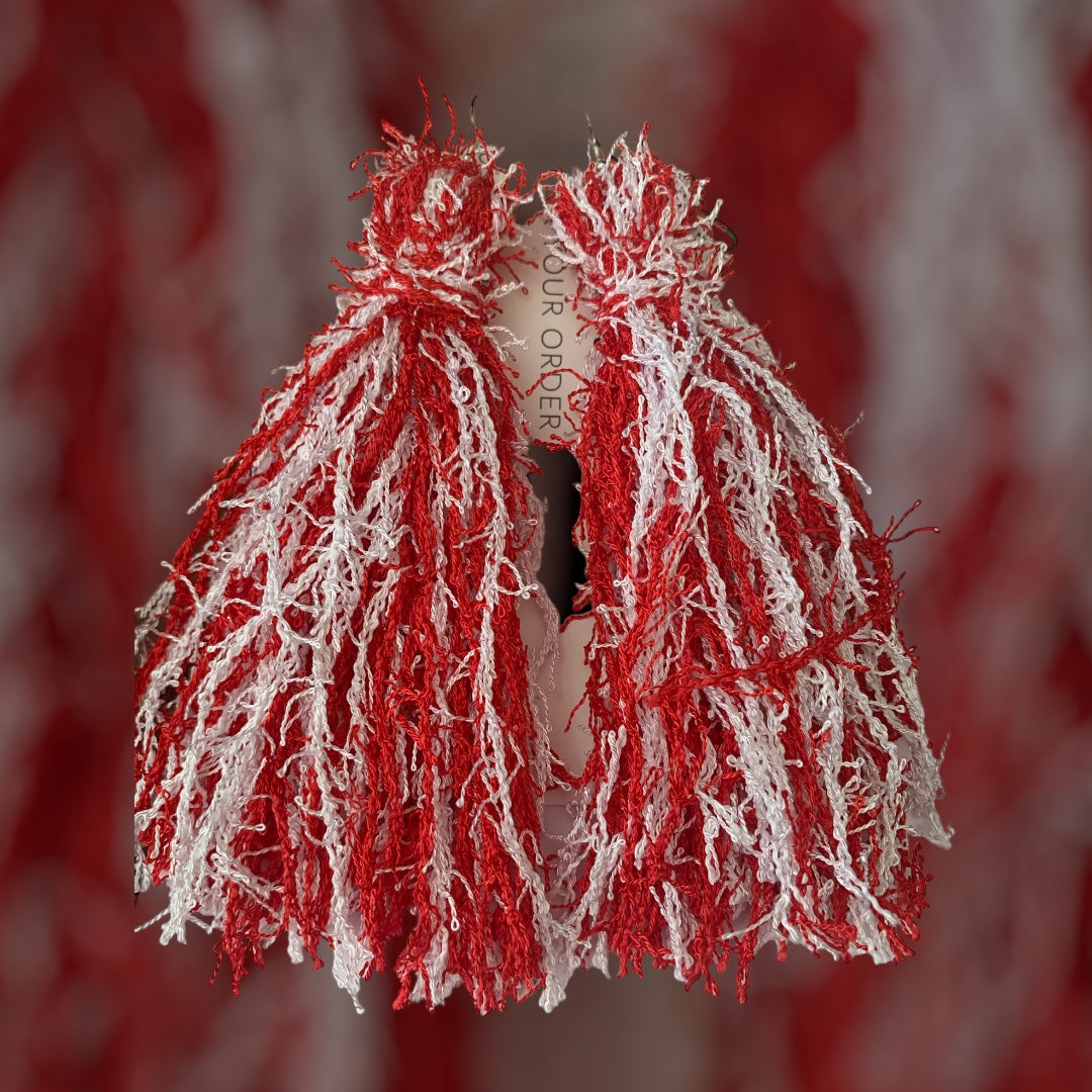 Lovely Fashion Statement Red White Themed Handmade w Love Fringe Customized Earrings Jewelry