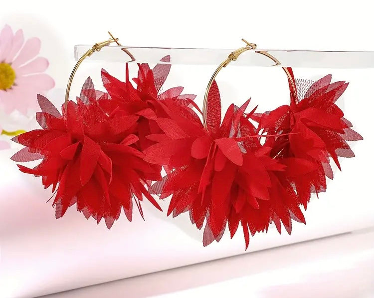 Cute Island Girl Styled Fashion Flower Hoop Earrings for Ladies Accessories