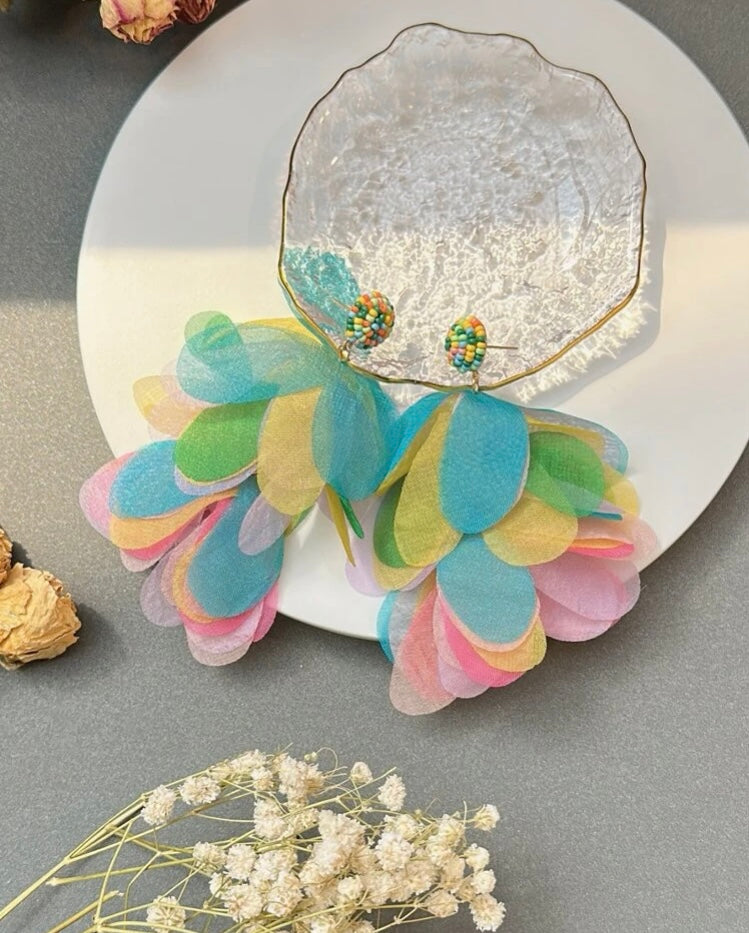 Elegant Classic Bohemia Style Ear Jewelry Romantic Colorful Fabric Flower Accessories for Women Trendy Jewelry Exquisite Earrings
