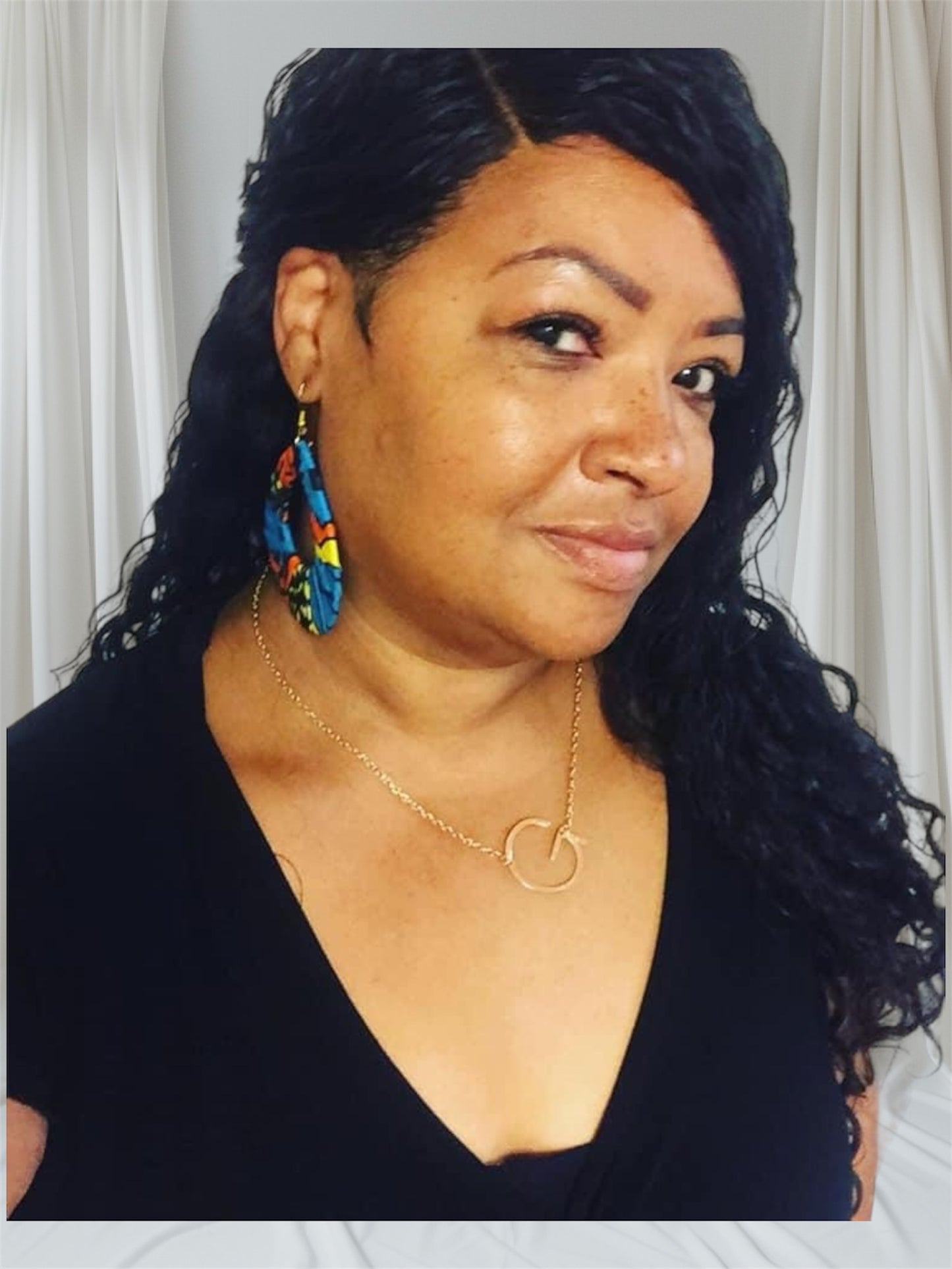 Blue Orange Mixed Styling Women's African Metro Styled Wood Fashion Statement Earrings Jewelry