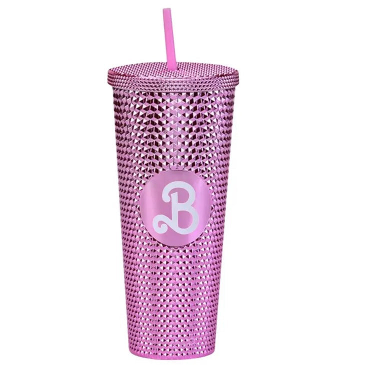 It’s Barbie Plastic Glam Sip'n w Lid & Straw Large Cute Creative Pattern Drinking Fancy Girls Cup