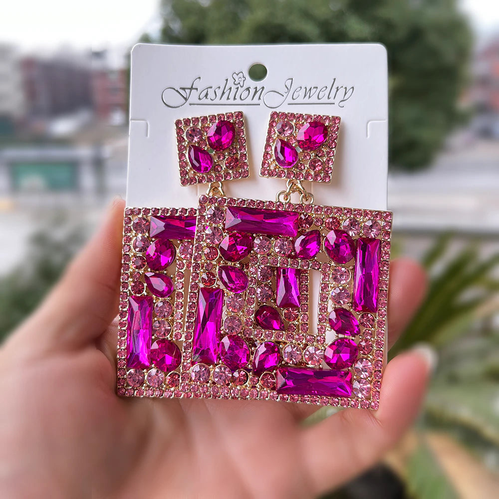 Radiant XLarge Big for Women New Rhinestone Women's Drop Party Fashion Statement Jewelry Accessories Earrings