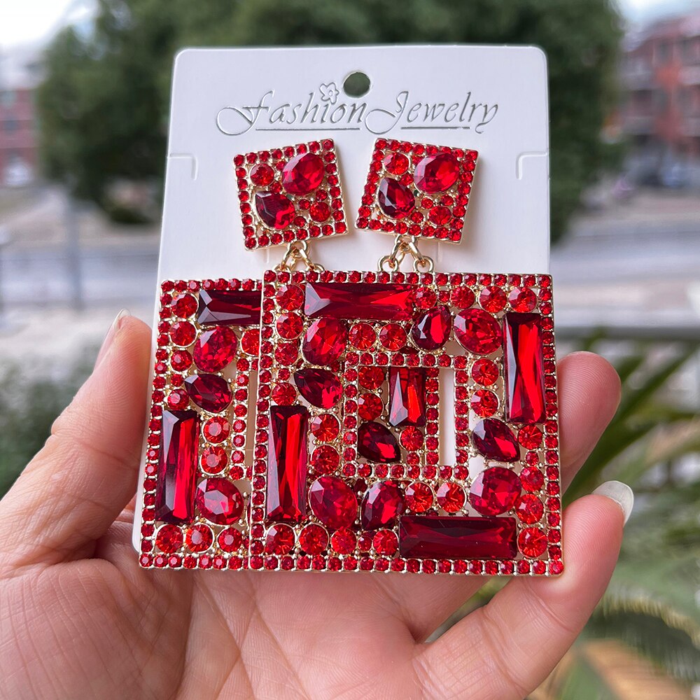 Radiant XLarge Big for Women New Rhinestone Women's Drop Party Fashion Statement Jewelry Accessories Earrings