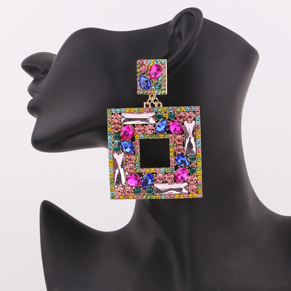 Radiant XLarge Big for Women New Rhinestone Women's Drop Party Fashion Statement Jewelry Accessories Earrings