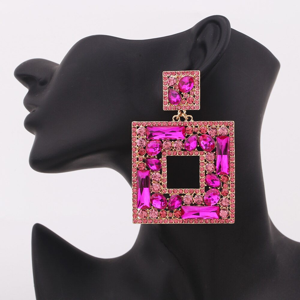 Radiant XLarge Big for Women New Rhinestone Women's Drop Party Fashion Statement Jewelry Accessories Earrings