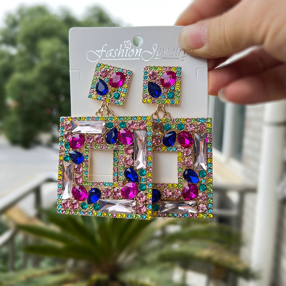Radiant XLarge Big for Women New Rhinestone Women's Drop Party Fashion Statement Jewelry Accessories Earrings