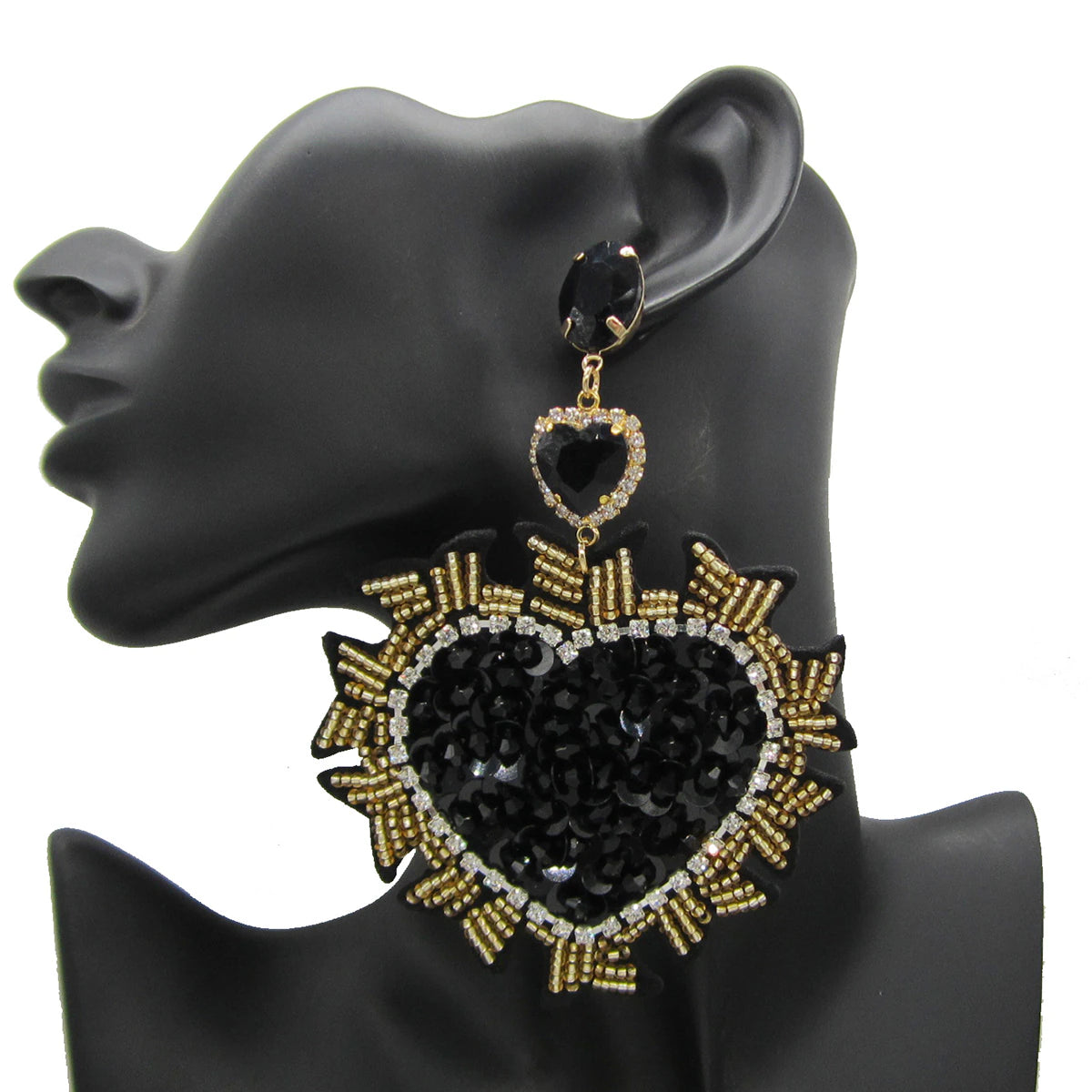 Hott New Boho Big Heart Dangle Women Statement Shining Bling Rhinestone Crystal Earrings Bride Wedding Formal Jewelry