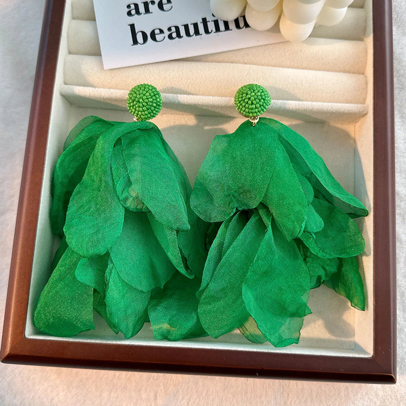 Elegant Classic Bohemia Style Ear Jewelry Romantic Colorful Fabric Flower Accessories for Women Trendy Jewelry Exquisite Earrings