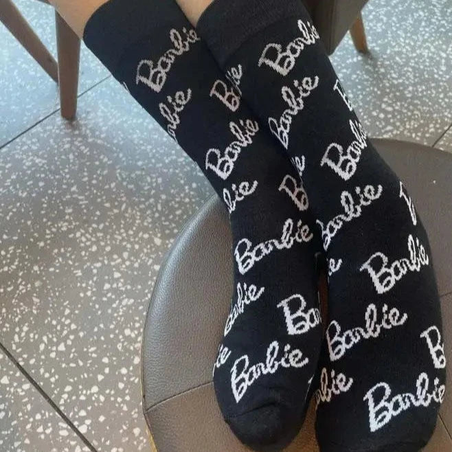 Fashion Cute Barbie Stylish Mid Calf Girls Ladies Letter Socks