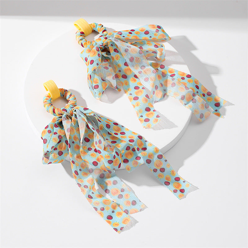 Designed Long Tassel Earring for Women Fabric Yarn Flower Bowknot Tassel Drop Dangle Earrings for Women Fashion Jewelry