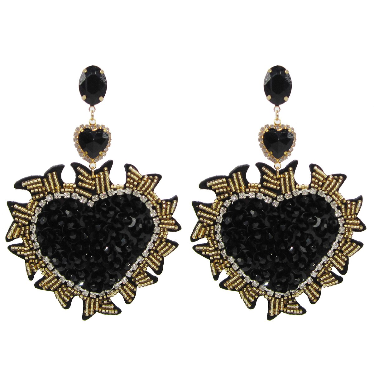 Hott New Boho Big Heart Dangle Women Statement Shining Bling Rhinestone Crystal Earrings Bride Wedding Formal Jewelry