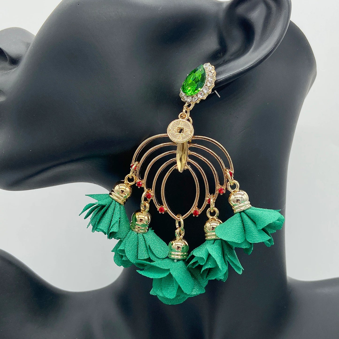 New Just Arrived Fashion Crystal Rhinestones Flower Tassel Earrings for Women Dress Accessories