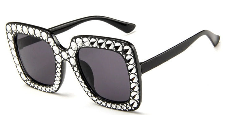 Fashion Trendy Big Square Luxury Rhinestone Sunglasses Women Shades Eyewear