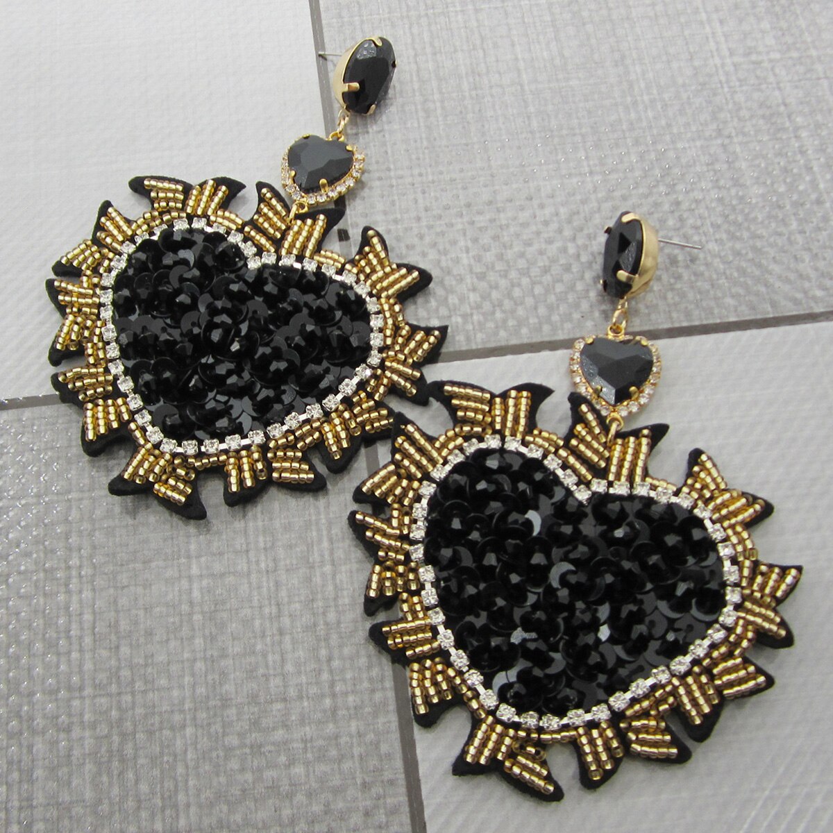 Hott New Boho Big Heart Dangle Women Statement Shining Bling Rhinestone Crystal Earrings Bride Wedding Formal Jewelry