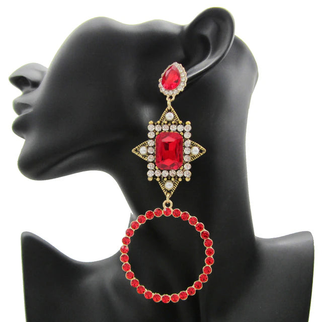 Sophisticated Trendy Long Bohemian Big Drop Crystal Rhinestone Earrings Exquisite Rhinestone Ear Jewelry