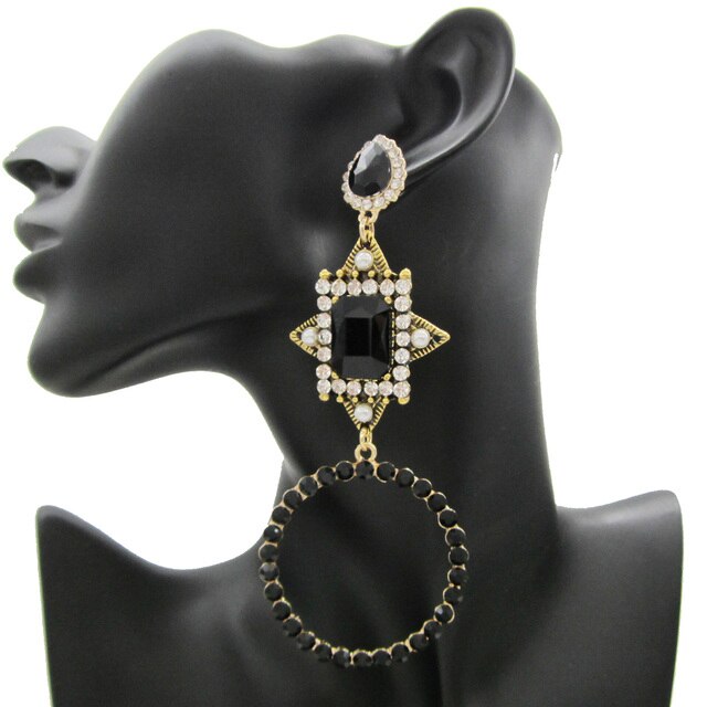 Sophisticated Trendy Long Bohemian Big Drop Crystal Rhinestone Earrings Exquisite Rhinestone Ear Jewelry