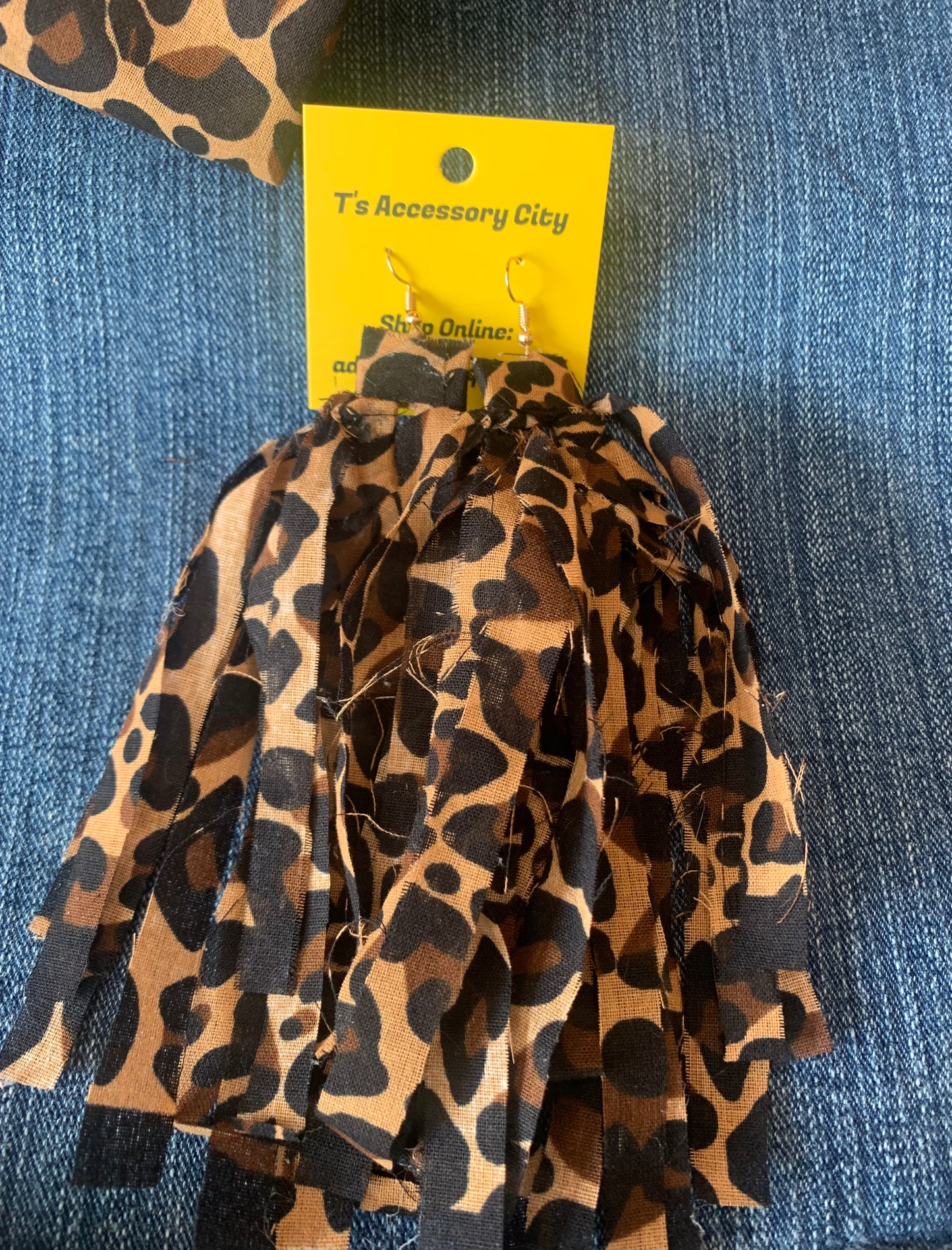 Diva Distressed Styled Cheetah Print Handmade Long Bold Fashion Statement Ear Charm Accessories