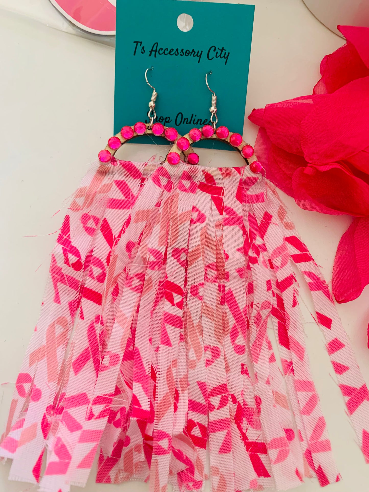 October Awareness Breast Cancer Handmade Earrings Girl Power Accessories