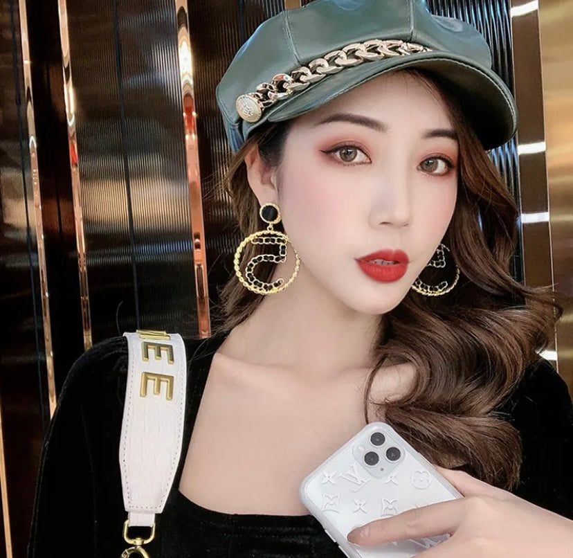 Famous Design Golden Women Number 5 Earrings Fashion Trendy Jewelry Accessories