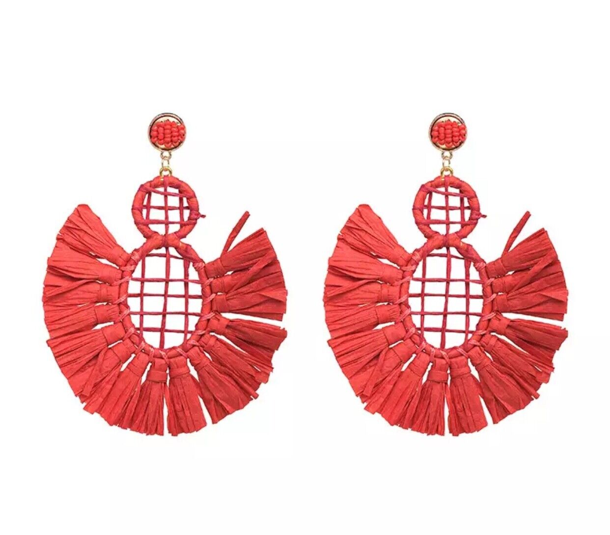 Feathered Long Women's Assorted Color Tassel Bamboo Feathered Statement Fashion Earrings