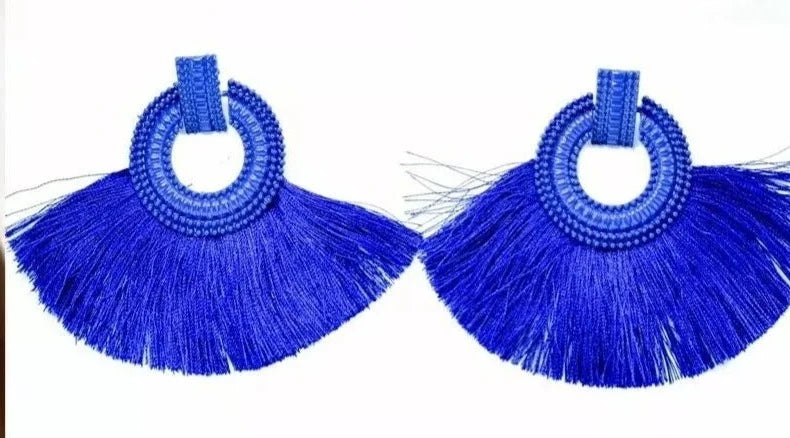 Fashion Statement Dangle Earrings Tassels Fan Round Ear Studs Trendy Accessories for Women
