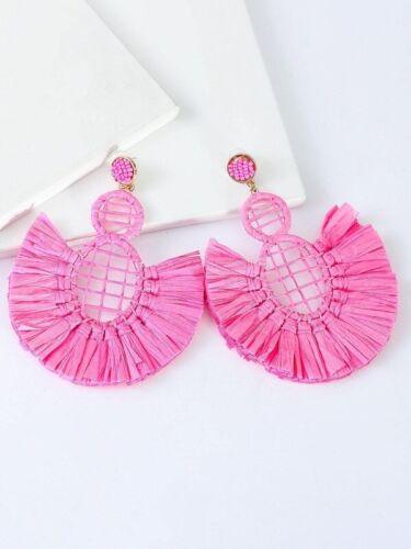 Feathered Long Women's Assorted Color Tassel Bamboo Feathered Statement Fashion Earrings